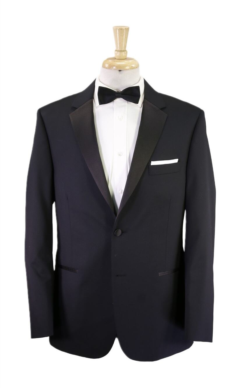 Calvin Klein Black Slim Fit 2-Btn Wool Tuxedo Formal Wedding Blazer Jacket 40R
